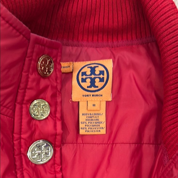 Tory Burch Red Quilted Vest with Gold Buttons - Picture 2 of 3